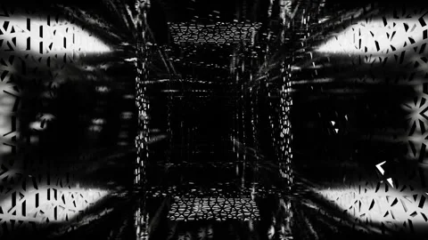 Endless forward movement inside a dark gloomy tunnel with white lighting and abs Stock Footage 304650116