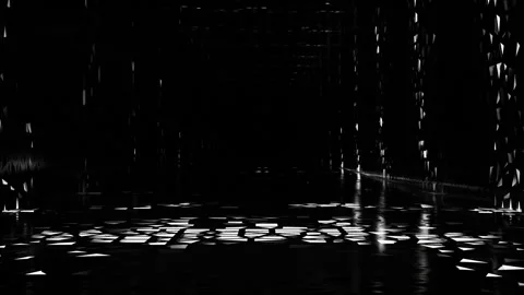 Endless forward movement inside a dark gloomy tunnel with white lighting and abs Stock Footage 304650125