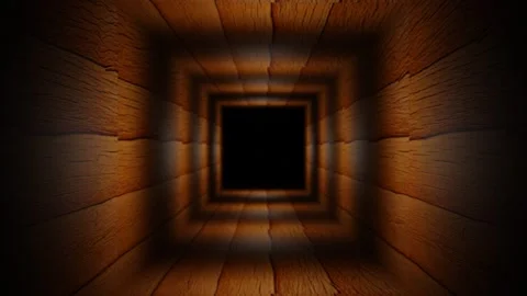 Endless forward movement inside dark cubic tunnel with old dark texture. 3d rend Stock Footage 309089686
