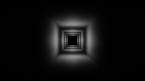 Endless forward movement inside dark cubic tunnel with white texture. 3d render  Stock-Footage 309089694