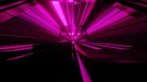 Endless forward movement inside a fantasy tunnel with purple lighting. 3d render Video stock 304650364
