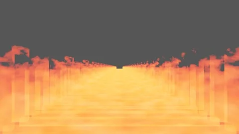 Endless forward movement inside a rectangular burning tunnel. 3d render looped a Stock Footage 300188065