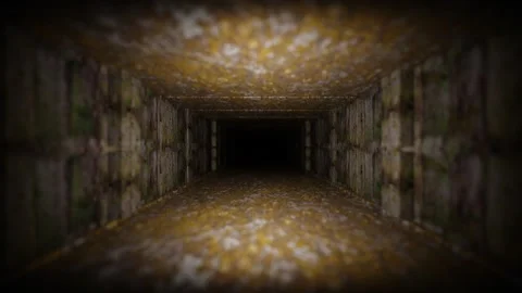 Endless forward movement inside a rectangular tunnel with the texture of an old  Stock-Footage 305157525