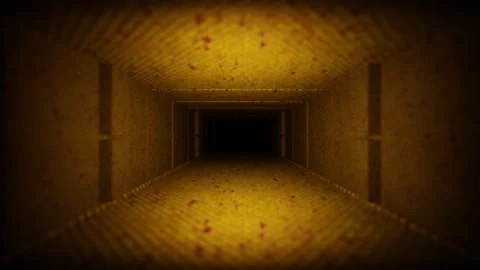Endless forward movement inside a rectangular tunnel with a texture of a yellow  Stock Footage 305157567