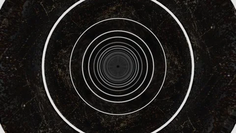 Endless forward movement inside a round dark pipe with cracks on the walls. 3d r Video stock 297451597