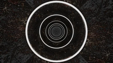 Endless forward movement inside a round dark pipe with cracks on the walls. 3d r Video stock 297451606