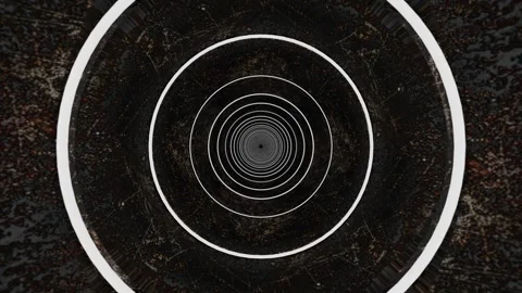 Endless forward movement inside a round dark pipe with cracks on the walls. 3d r Video stock 297451609