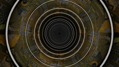 Endless forward movement inside a round technological tube with printed circuit  Stock Footage 297451625