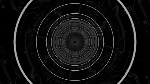 Endless forward movement inside a round black tube with printed circuit board tr Stock Footage 297451641