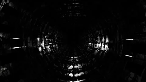 Endless forward movement inside round abstract dark tunnel with white glow. 3d r Stock Footage 300187918