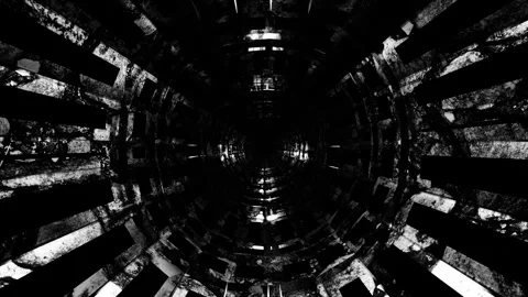 Endless forward movement inside round abstract dark tunnel with white glow. 3d r Stock Footage 300187927