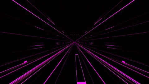 Endless forward movement inside a tunnel made of purple wireframe on a black bac Stock Footage 304650372