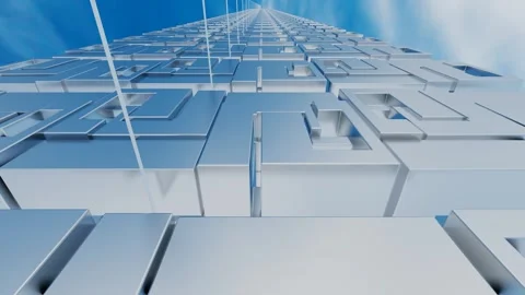 Endless forward movement inside a tunnel of rows of abstract cubic figures again Stock Footage 309089754