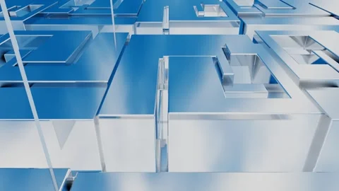 Endless forward movement inside a tunnel of rows of abstract cubic figures again Stock Footage 309089764