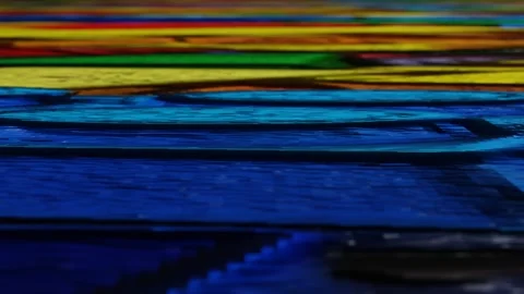 Endless forward movement over multicolored pixel surface. 3d render looped anima Stock Footage 311824070
