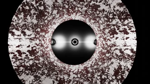 Endless forward movement through abstract tunnel of rusty pipes. 3d render loope Video stock 312873259