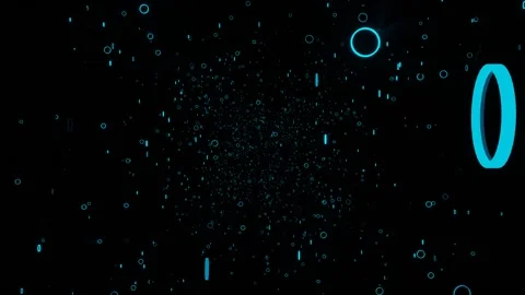 Endless forward movement through blue flashing rings on black background. 3d ren Stock Footage 304650280