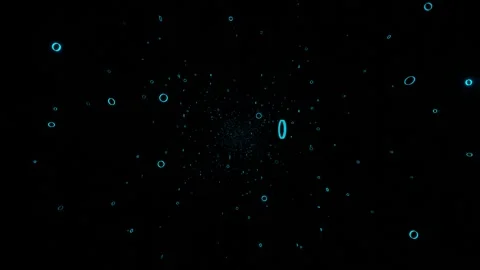 Endless forward movement through blue flashing rings on black background. 3d ren Stock Footage 304650295