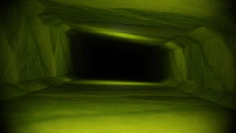Endless forward movement through a corridor with walls with a texture of a green Stock Footage 299275186