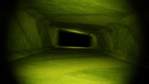 Endless forward movement through a corridor with walls with a texture of a green Stock Footage 299275215