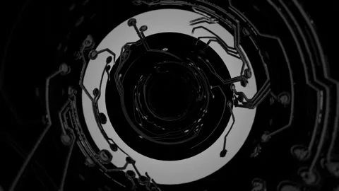 Endless forward movement through a dark pipe made of printed circuit boards. 3d  Stock Footage 284932948