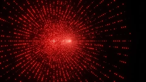 Endless forward movement through rotating red particles on black background. 3d  Stock Footage 312204135