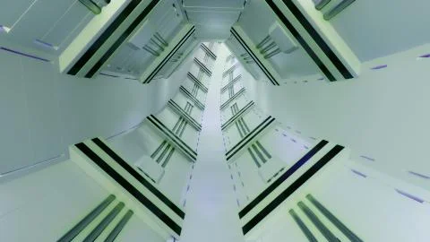 Endless futuristic sci fi tunnel 3d render Stock Illustration