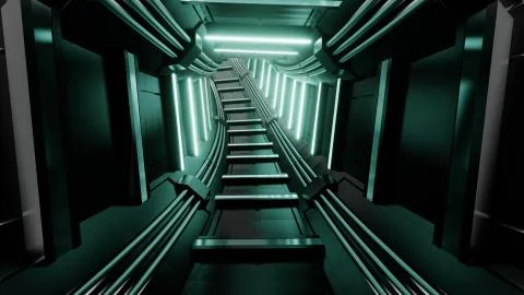 Endless futuristic sci fi tunnel 3d render Stock Illustration