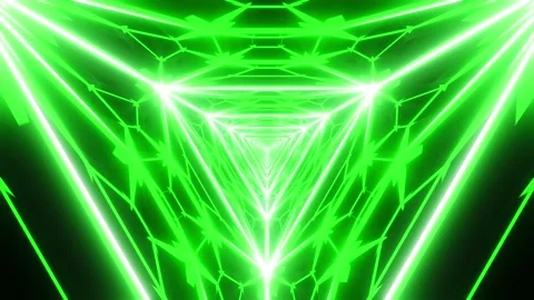Endless geometric loop moving through a futuristic triangular tunnel with Stock Footage 337810014