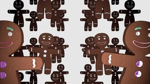 Endless Gingerbread Men Cookies In Seamlessly Looping Video Background Stock Footage 143336997