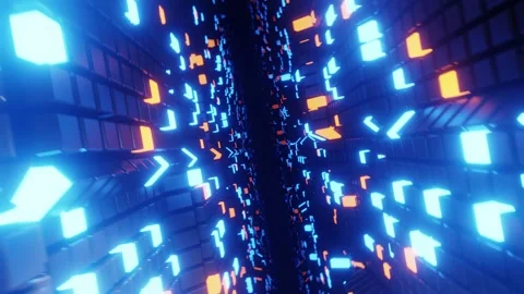 Endless Glitch Tunnel Loop – Futuristic Cyberpunk Animation Video stock 306336232