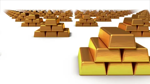 Endless Gold bars front view loop Stock Footage 27677673