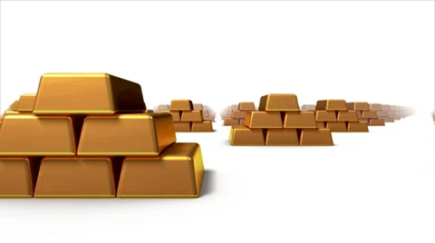 Endless Gold bars low angle loop Stock Footage 27678574