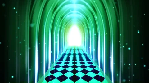 Endless hall, Gothic green Stock Footage 53881118