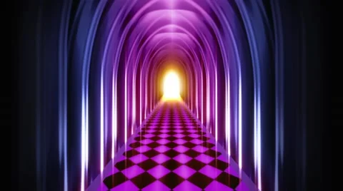 Endless hall, Gothic purple Stock Footage 53881091