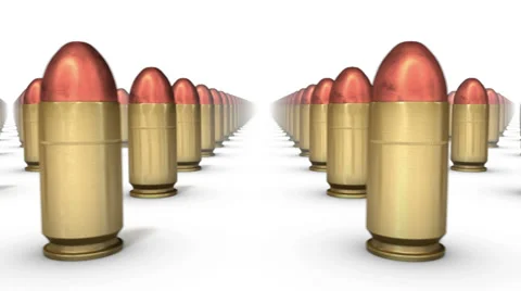 Endless Handgun Bullets front view loop Stock Footage 32936310