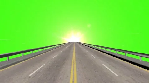 Endless Highway Road Driving Motion Loop Green Screen Chroma Key Stock-Footage 341262038