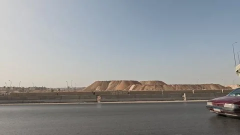Endless highway views across Cairo Fayoum Desert Road through Egypt desert Stock Footage 329846104