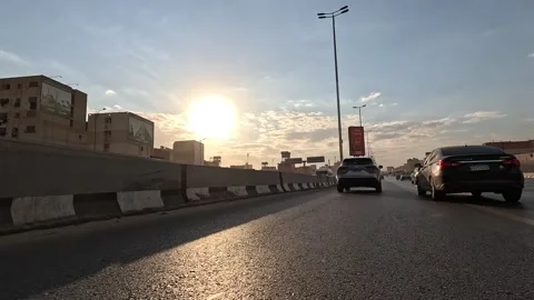 Endless Highway Views While Driving the Cairo Ring Road Around the Mega City Stock Footage 330068763