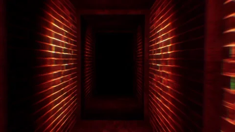 Endless Horror Red Brick Hallway Stock-Footage 263221879