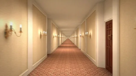 Endless Hotel Corridor Stock Footage 544645