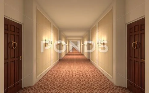 Endless Hotel Corridor Stock Illustration