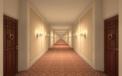 Endless Hotel Corridor Stock Illustration