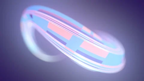 Endless loop animation of impossible math figure with neon stripes. 3d rendering Stock Footage 192313891