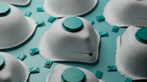 Endless loop animation of protective masks. Close-up of medical equipment.4kHD Stock Footage 133448125