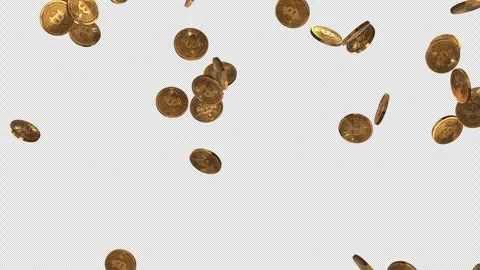 Endless loop Bitcoin rain Alpha channel Stock Footage 253463742