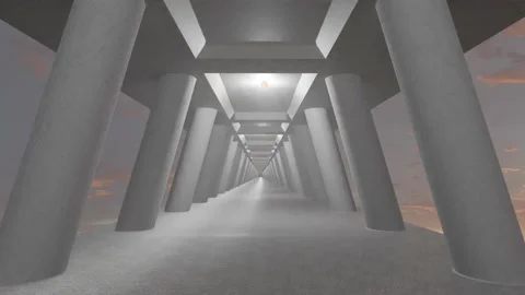 Endless loop of the camera flying through the bridge. 3d render. seamless Stock Footage 197137569