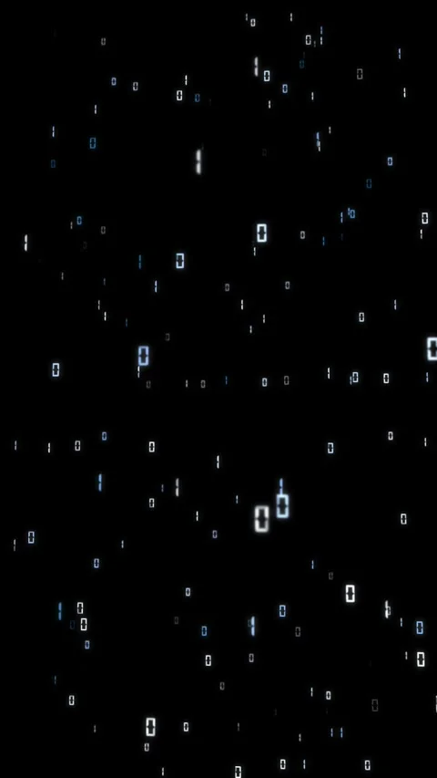 Endless loop digital binary code numbers travel on black vertical background. Stock Footage 338404693