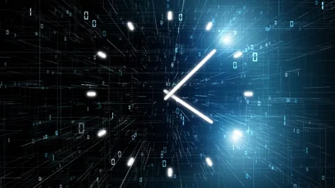 Endless loop digital tech network data time clock animation Stock Footage 338106333