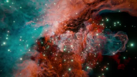 Endless loop of drifting through galaxy outer space and colorful nebula with Stock Footage 311055315